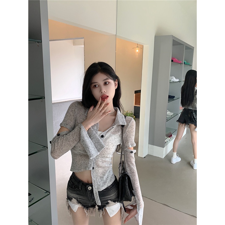 Áo Dệt Kim Tay Dài Dáng Ôm Phong Cách Thời Trang Hàn Quốc Dành Cho Nữ