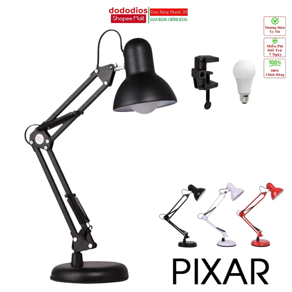 [TẶNG KẸP BÀN + BÓNG ĐÈN] Đèn bàn học, đọc sách, làm việc pixar có đế tròn chống cận dododios