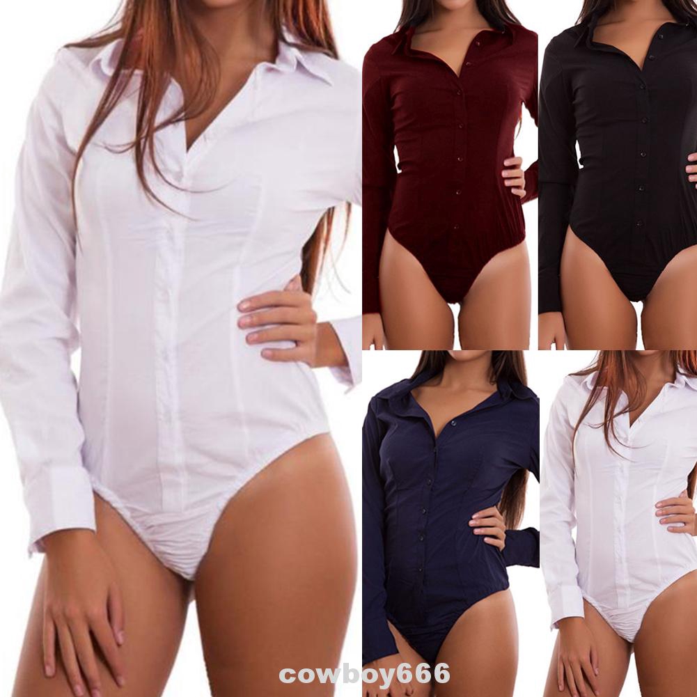 Bodysuit cổ chữ V màu trơn tay dài | BigBuy360 - bigbuy360.vn