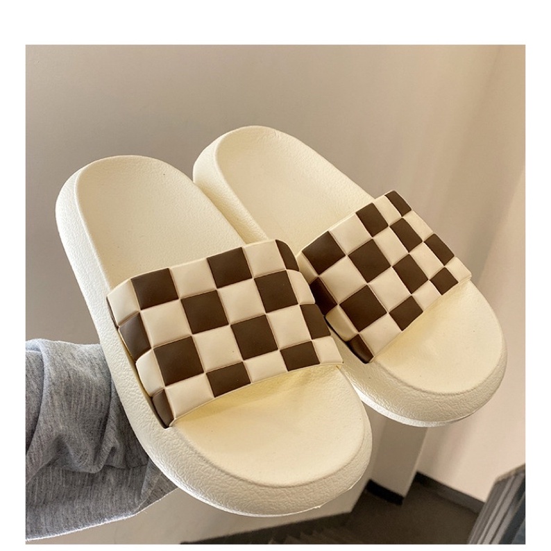 Dép nữ quai ngang sọc caro thời trang đế cao 3 phân nhiều màu HAVAVA DL009