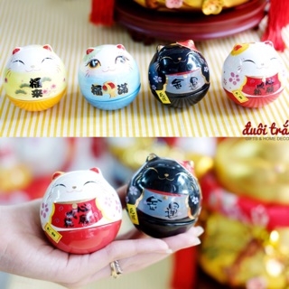 Mèo Thần tài Jinshi Lật đật Nhật Bản 7cm