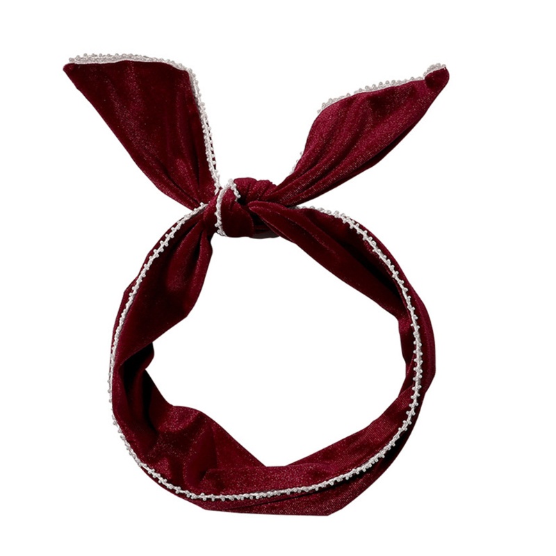 Băng Đô Tai Thỏ Đan Chéo Chất Liệu Nhung Cho Nữ