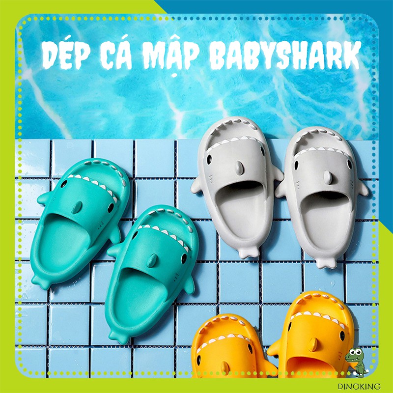 Dép cá mập cho bé DINOKNG Dép lê quai ngang trẻ em baby shark siêu nhẹ chống trơn trượt DE04