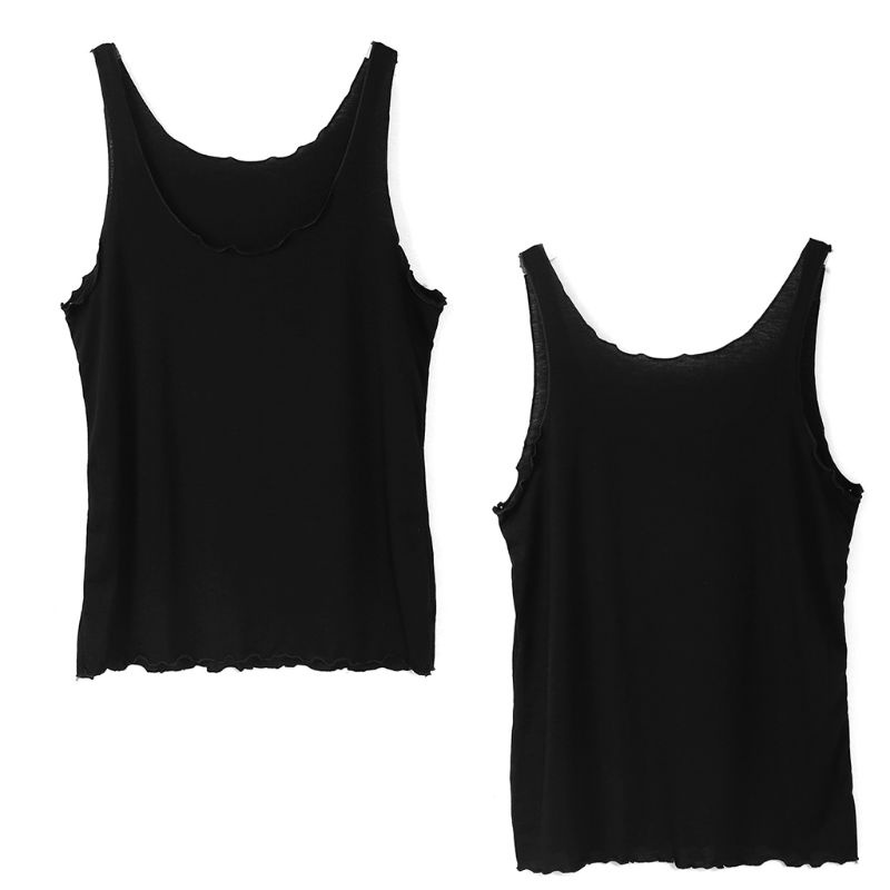 Áo Tank Top Sát Nách Cổ Thấp Dáng Rộng Màu Sắc Đơn Giản Thời Trang Quyến Rũ Cho Nữ