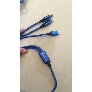 Cáp sạc 3 đầu dây dù micro USB + + Type C siêu rẻ hỗ trợ sạc nhanh
