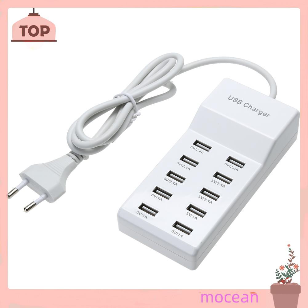 Mocean 10 Port USB Home Travel Wall AC Charger Fast Charge Power Strip Adapter