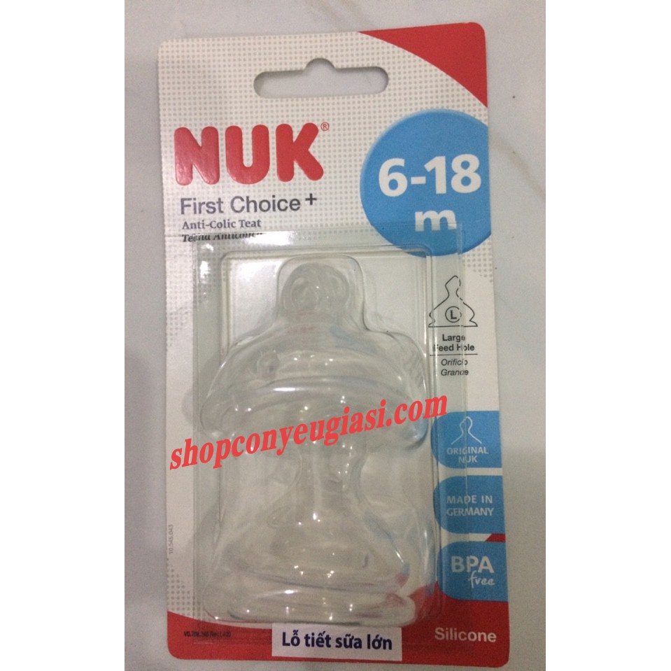 Núm ty NUK Silicone - Đôi - Cổ Rộng - 6-18 tháng - MADE IN GERMANY