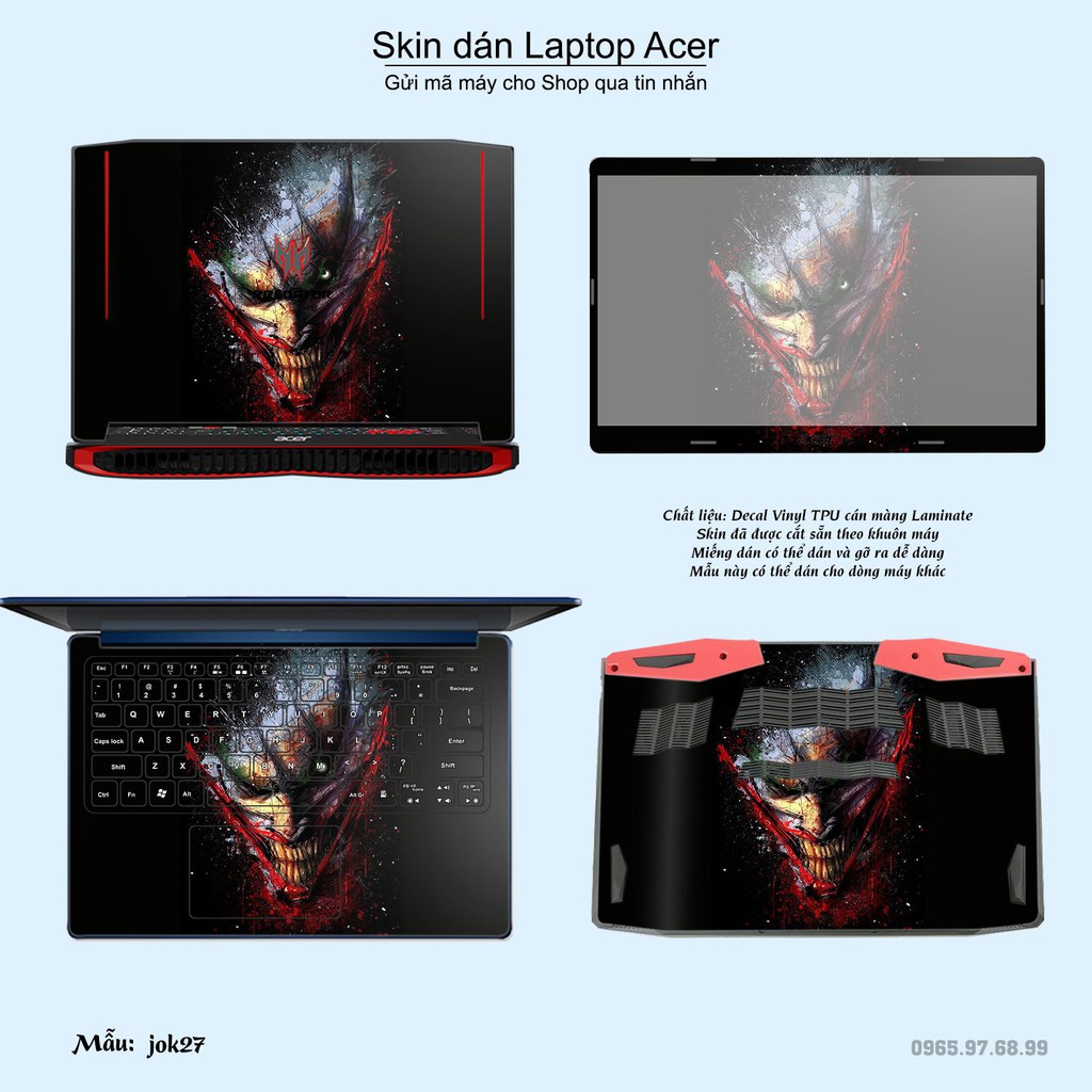 Skin dán Laptop Acer in hình Joker nhiều mẫu 4 (inbox mã máy cho Shop)