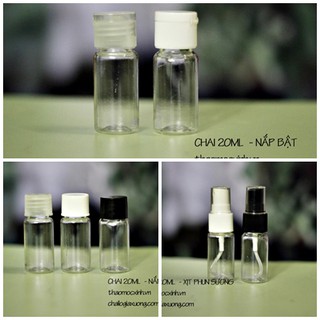 Chai 20ML [FREE SHIP] CHAI 20ML NẮP BẬT / CHAI 20ML XỊT PHUN SƯƠNG / CHAI 20ML NHẤN GIỌT / CHAI 20ML VÒI KHÓA