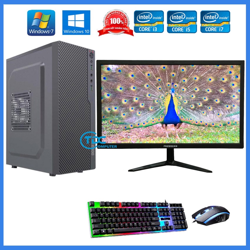 Bộ máy tính để bàn MAX PC+Màn hình 24'' Full HD Provision core i3, i5 i7 Ram 4GB,SSD 240GB + Quà Tặng bô phím chuột | BigBuy360 - bigbuy360.vn