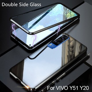 Ốp Điện Thoại Kính Cường Lực Cứng Hai Mặt Nam Châm 360 Độ Cho VIVO Y76 5G Y31 Y33s Y15A Y15s Y20 Y12A Y20s Y12s 2021