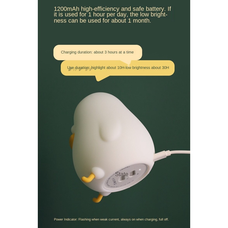 Đèn Ngủ Silicon Hình Chú Gà Con Đáng Yêu