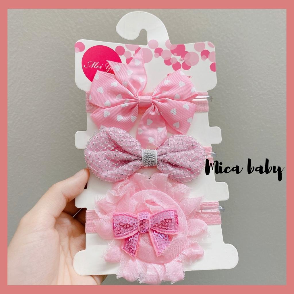 Set 3 băng đô cho bé voan 4 mẫu đáng yêu cho bé BD58 Mica baby