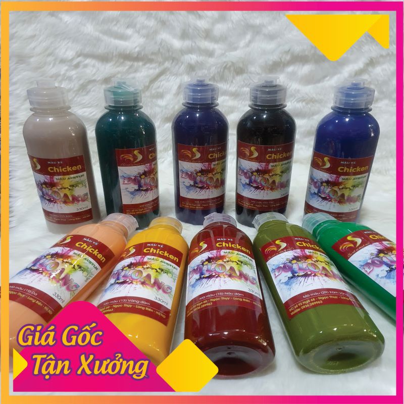 Màu Đổ Loang Chicken 5D Chai 330ml  DIY Đổ Màu Acrylic Tượng Gấu Bearbrick, Tập Vẽ Tranh Độc Đáo