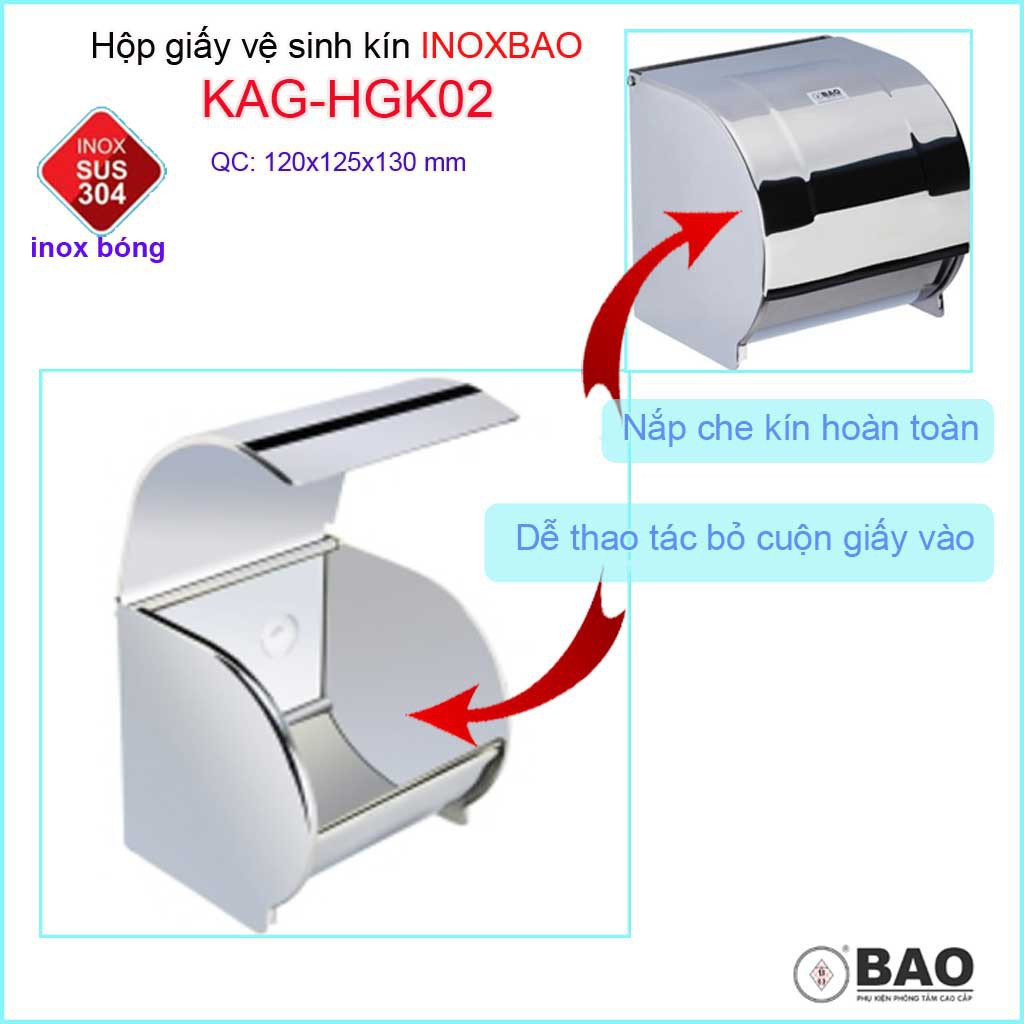 Hộp đựng giấy vệ sinh kín nước Inox Bảo KAG-HGK02