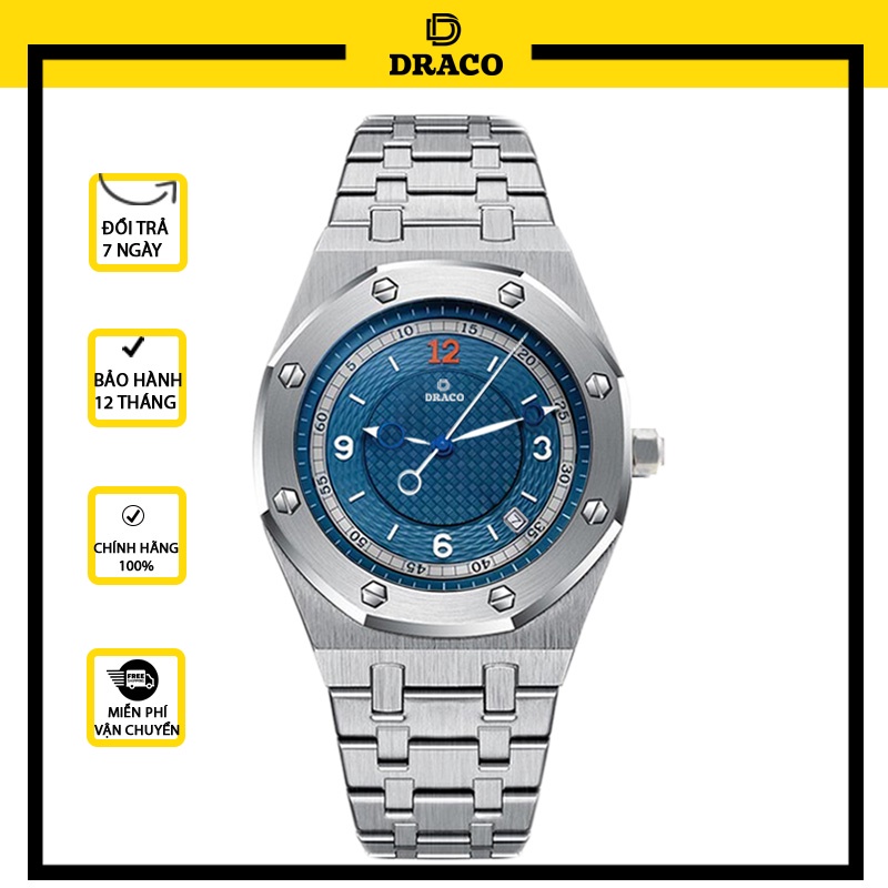 Đồng hồ nam Draco D22-DR05 “Wellerman” xanh kết hợp chất liệu kim loại màu bạc - thời trang nam thể thao