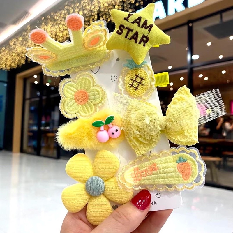 Set 8 kẹp tóc nhiều hình dễ thương cho bé