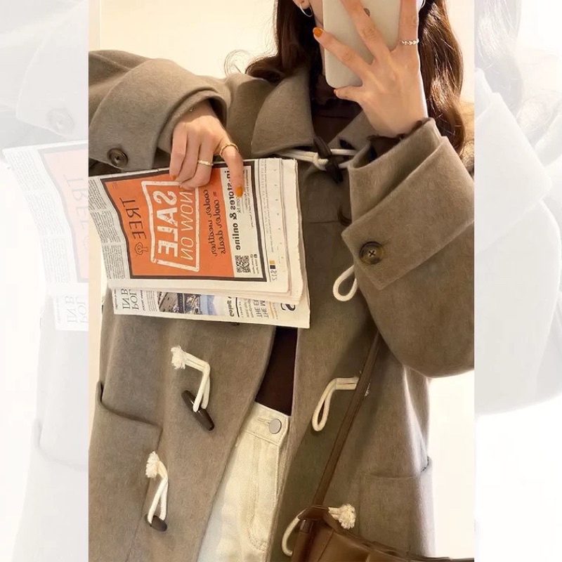 ÁO DẠ DÁNG DÀI PHONG CÁCH HÀN- áo măng tô nữ màu nâu vintage ấm áp mùa đông siêu hot