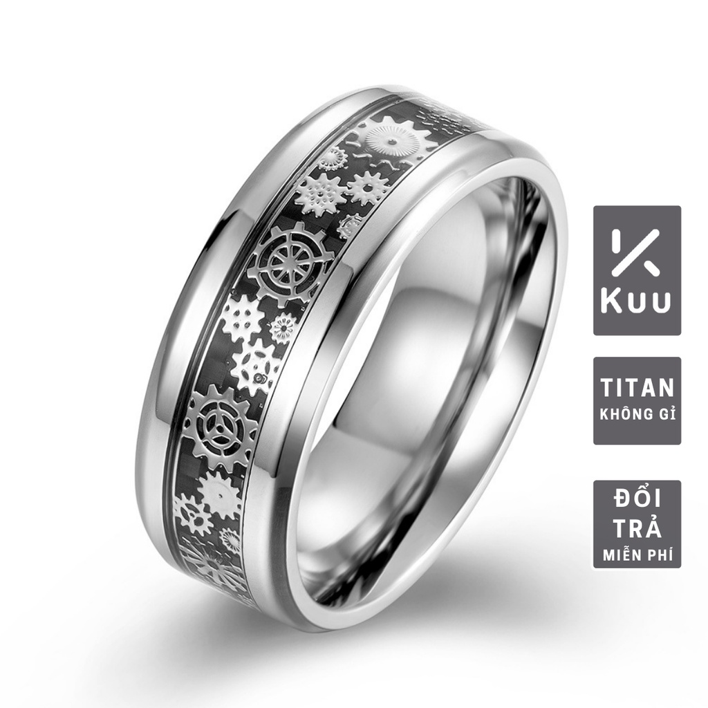 Nhẫn nam nữ tròn unisex Kuu Studio màu bạc thời trang đơn giản chất Titan đẹp không gỉ - Nhẫn Sawtooth