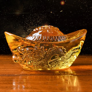 (Nhiều size) Thỏi vàng pha lê chạm Rồng tinh tế - Đỉnh vàng phong thủy may mắn