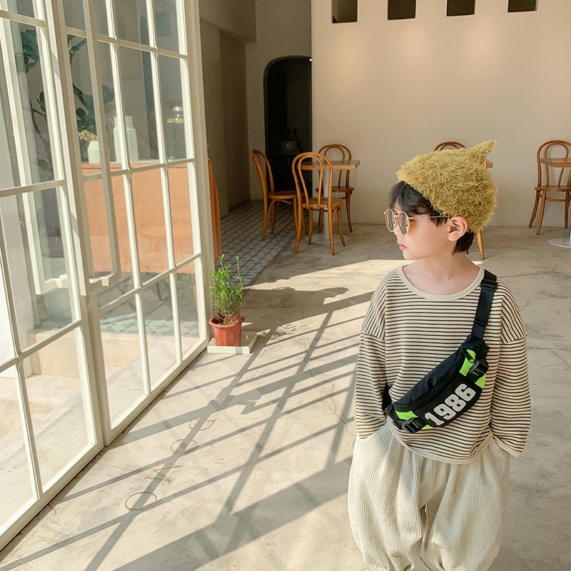 Túi Đeo Chéo Ngực Vải Canvas In Chữ Thời Trang Dành Cho Bé Trai 1-6 Tuổi