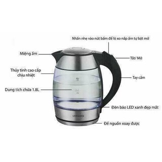 Ấm Siêu Tốc Lock&Lock Thuỷ Tinh 1.8L