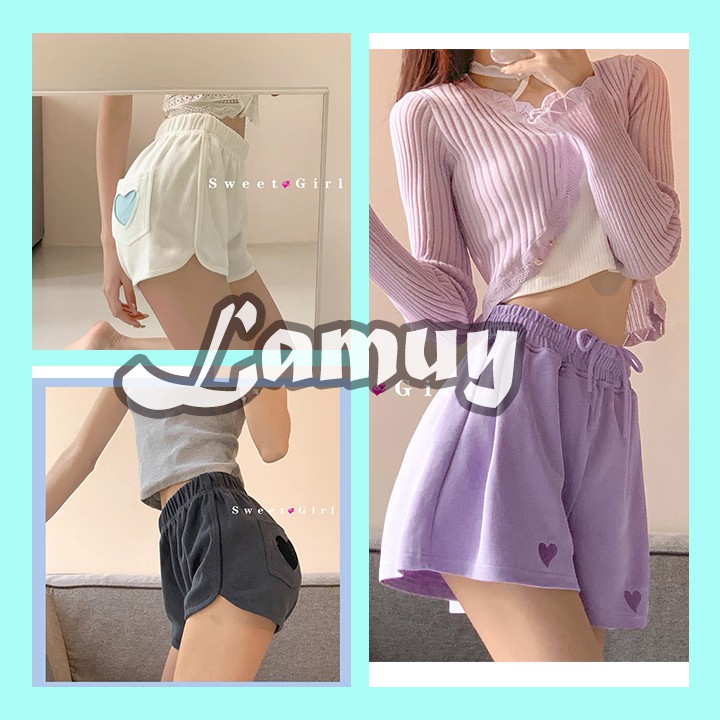 [Q013] Quần đùi nữ cotton in hình tim, quần short nữ siêu hot