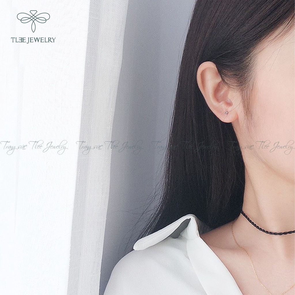 Khuyên tai bạc nữ TLEE hình khối mini xinh xắn NCJ B0182