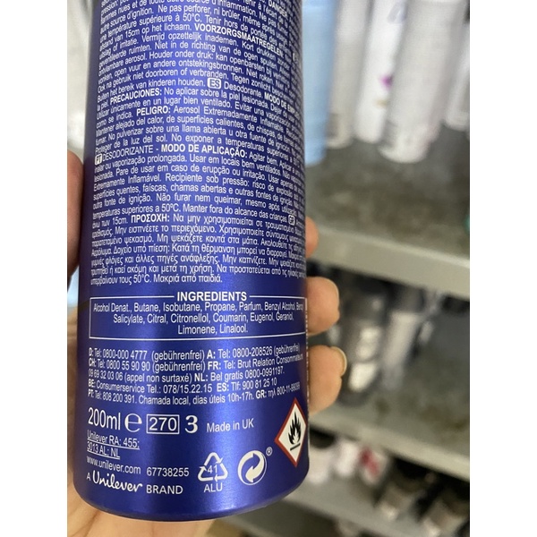 Xịt khử mùi toàn thân nam Brut Pháp 200ml hương nước hoa cổ điển