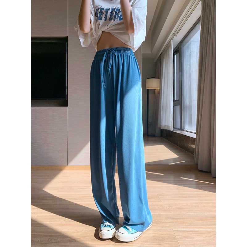 Quần nữ ZHELIHANGFEI dáng dài ống rộng cạp cao thời trang mùa hè