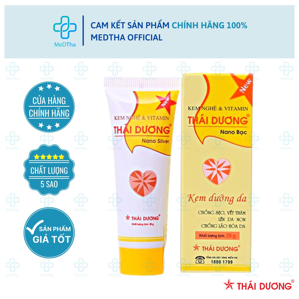 Kem Nghệ Thái Dương (Có Nano Bạc) - Hỗ trợ Mờ Sẹo, Mờ Thâm Nám, Giảm Mụn (Tuýp 20g) [Chính Hãng]