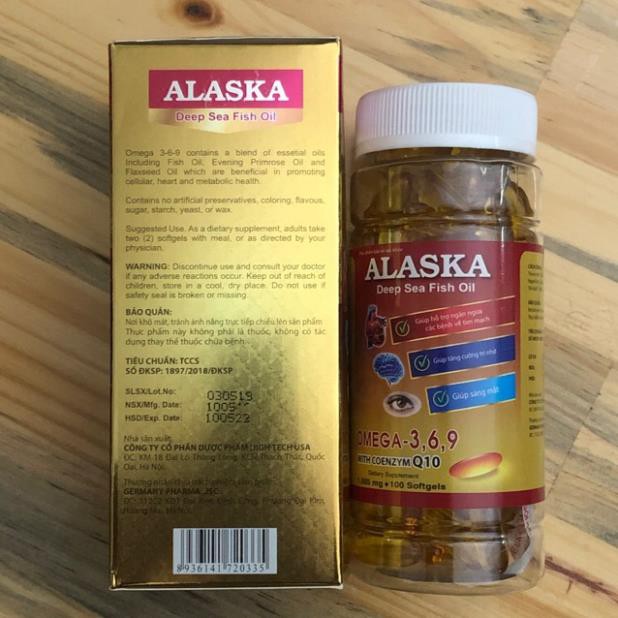 Dầu Cá Alaska Omega 3.6.9 - Hộp 100 viên - Bổ Não, Tăng Cường Thị Lực, Giảm Nguy Cơ Mắc Bệnh Tim Mạch