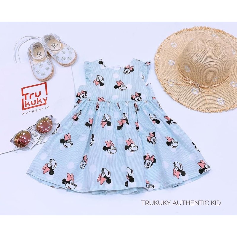 Váy xoè cotton xanh Minnie mickey HM H&amp;M_hàng chính hãng authentic