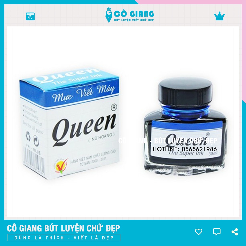 Mực Queen 30ml Mực Viết Bút Máy Học Sinh Tiểu Học Mực Viết Máy Màu Tím