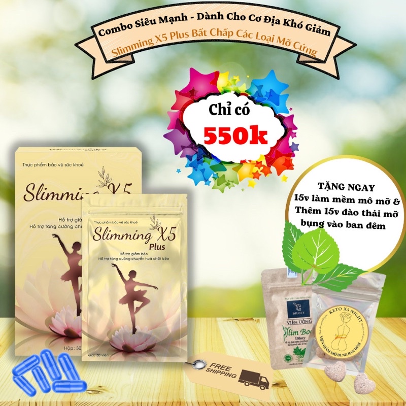 Giảm Cân Slimming X5 Plus Ngày & Đêm 💖𝑭𝑹𝑬𝑬𝑺𝑯𝑰𝑷 💖❤️ Bất Chấp Mọi Cơ Địa Chai Lỳ, Lờn Thuốc