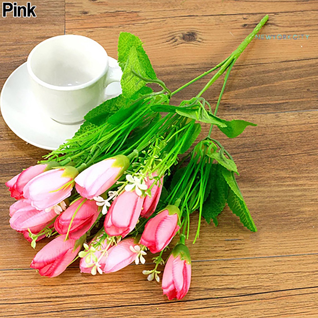 1 Bó 15 Bông Hoa Tulip Nhân Tạo Bằng Lụa Thân Thiện Với Môi Trường Trang Trí Nhà Cửa/Tiệc Cưới