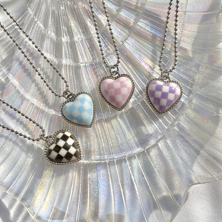 Vòng cổ thép titan mặt hình trái tim phong cách hip hop hàn quốc đơn giản trẻ trung