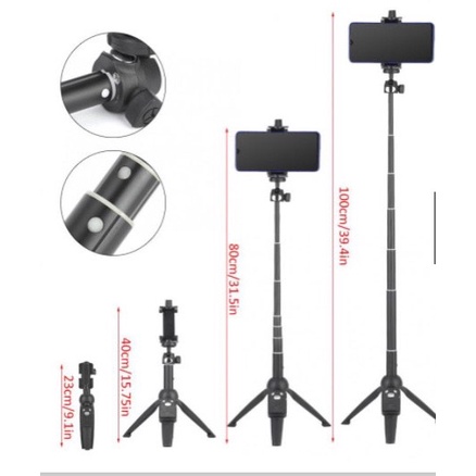 Gậy tự sướng kiêm tripod 3 chân có nút bấm bluetooth YT-9928