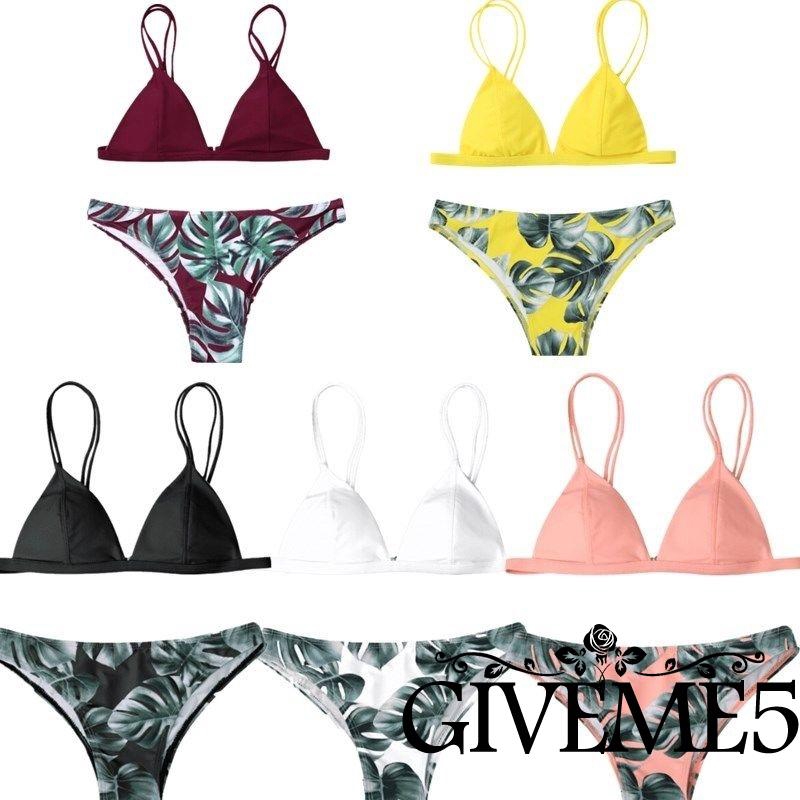 Bộ bikini họa tiết in hoa lá trẻ trung cho nữ | BigBuy360 - bigbuy360.vn
