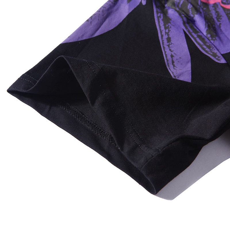 Áo thun cotton ngắn tay in hình đôi cánh màu tím phong cách cổ điển thời trang mùa hè cho nam và nữ