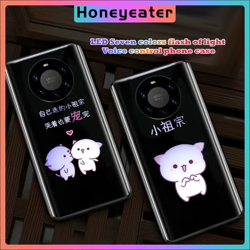 Ốp Điện Thoại Kính Cường Lực Chống Sốc Có Đèn Led Cho Huawei Mate P 20 30 40 Pro Rs Nova 6 7 8 Pro Android