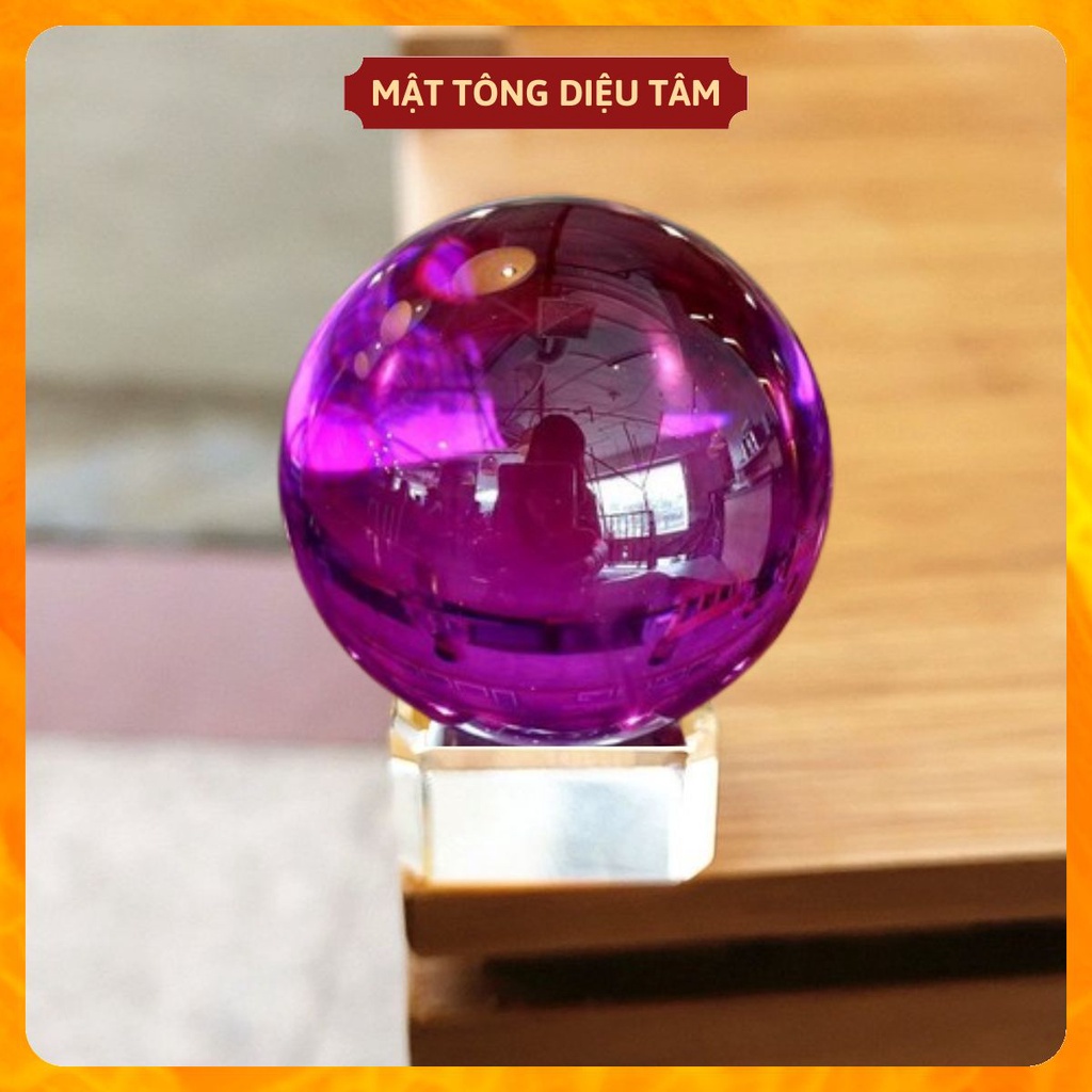 Quả Cầu Phong Thủy Thủy Tinh Tím - Hợp Mệnh Hỏa, Mệnh Thổ - Tặng Kèm Đế