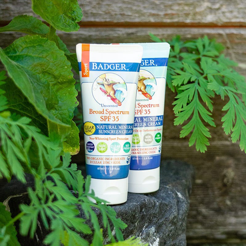 Kem chống nắng vật lý BADGER Sport Clear SPF 35 - NSF Organic, không mùi phổ rộng broad spectrum