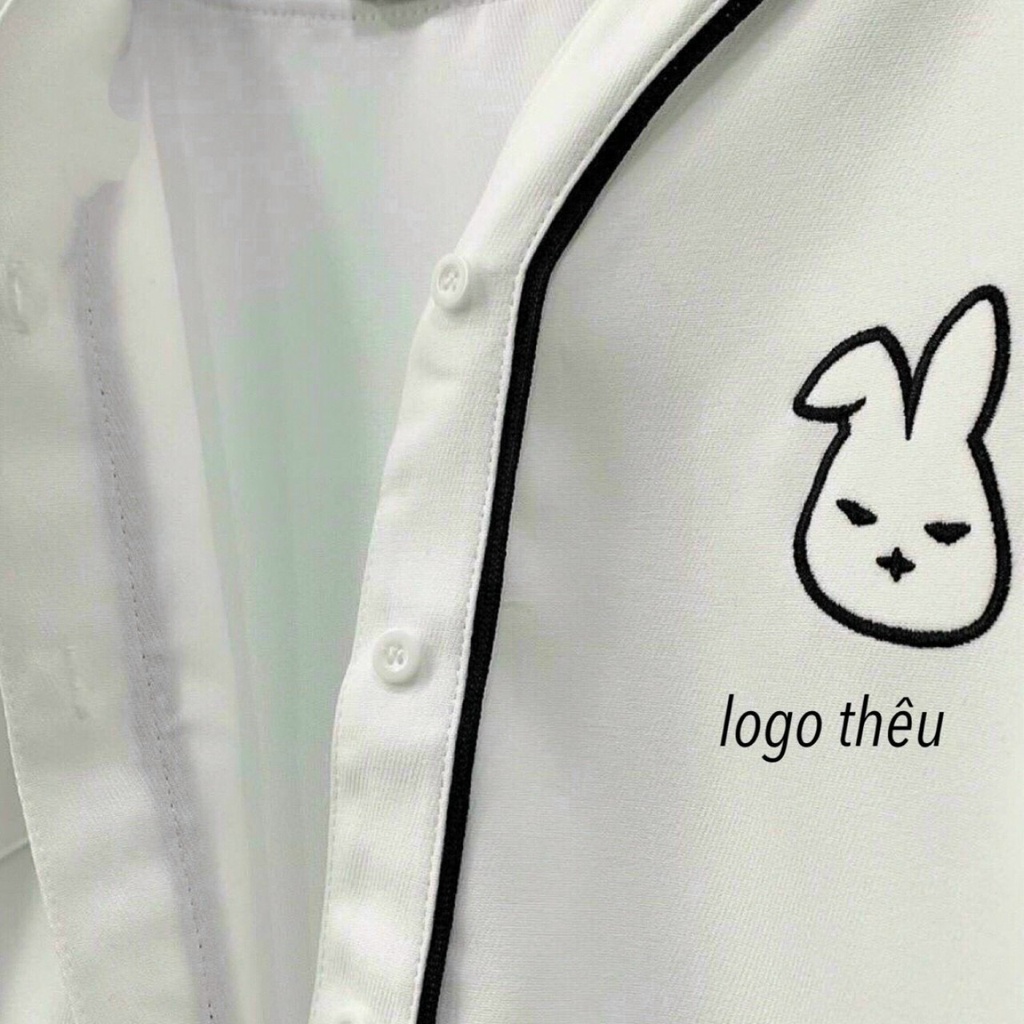 Áo Sơ Mi Unisex Form Rộng Viền Nổi Thêu Thỏ 1 Túi Beveda