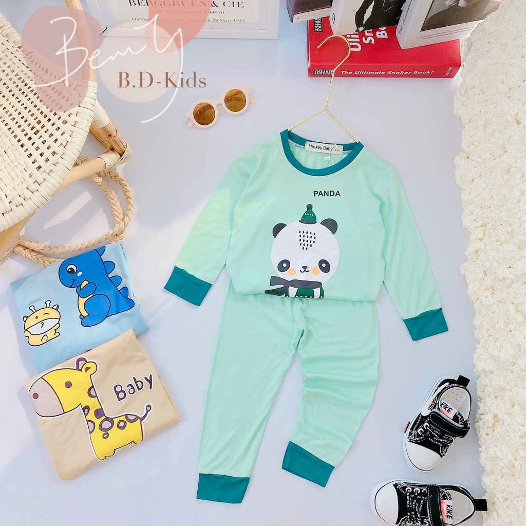Bộ Dài Tay THUN LẠNH MINKY MOM In Hình Động Vật Cute Cho Bé Trai, Bé Gái