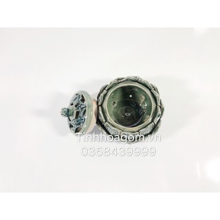 Lư đốt trầm hương sứ Bát Tràng thấp 9cm