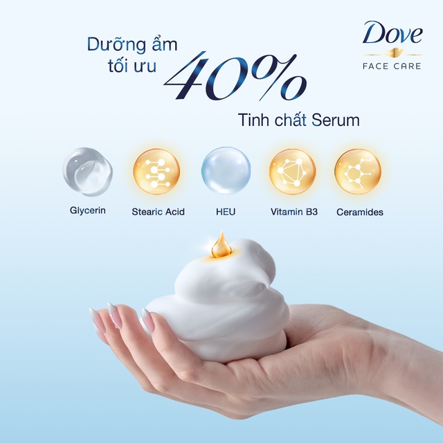 Sữa rửa mặt bọt mịn Dove serum sạch sâu tốt cho da khô, da dầu - da mềm ẩm mượt, kiềm dầu & se khít lỗ chân lông 130g