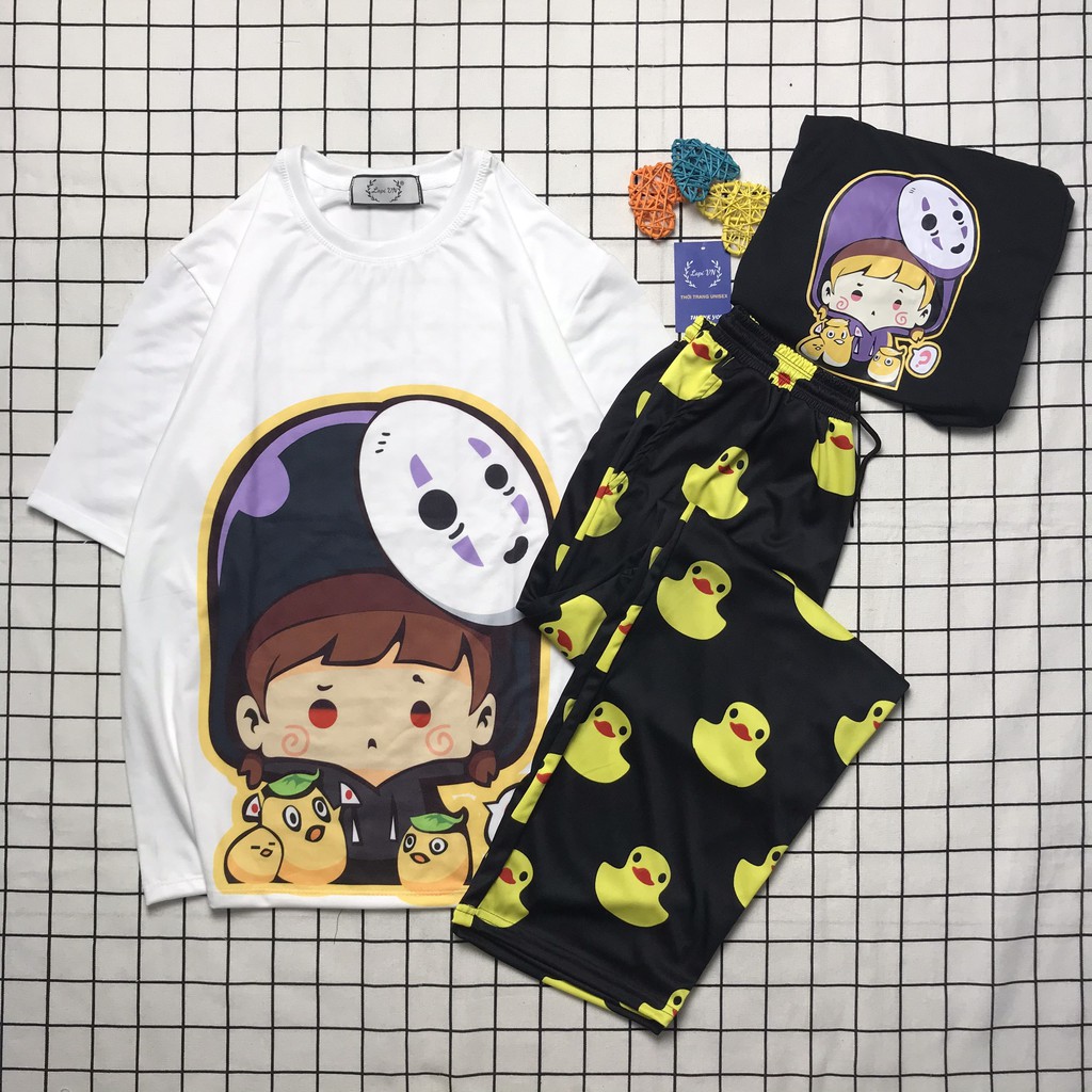 Set Đồ Nữ Quần Dài Cartoon Unisex Cậu Bé Vô Diện Phom Tay Lỡ Lapi VN, Form Rộng, Freesize