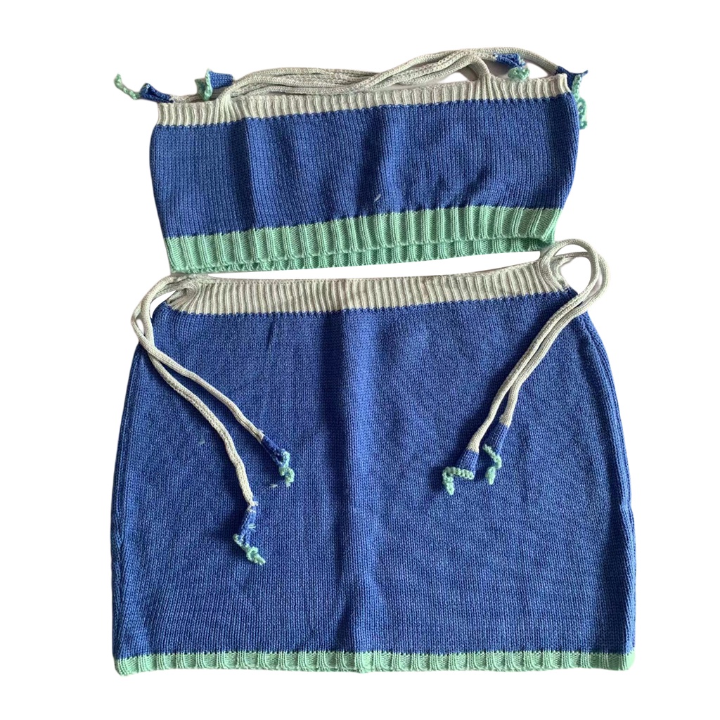 Bộ Áo Hai Dây + Chân Váy Ngắn Lưng Thun Thời Trang Cho Nữ