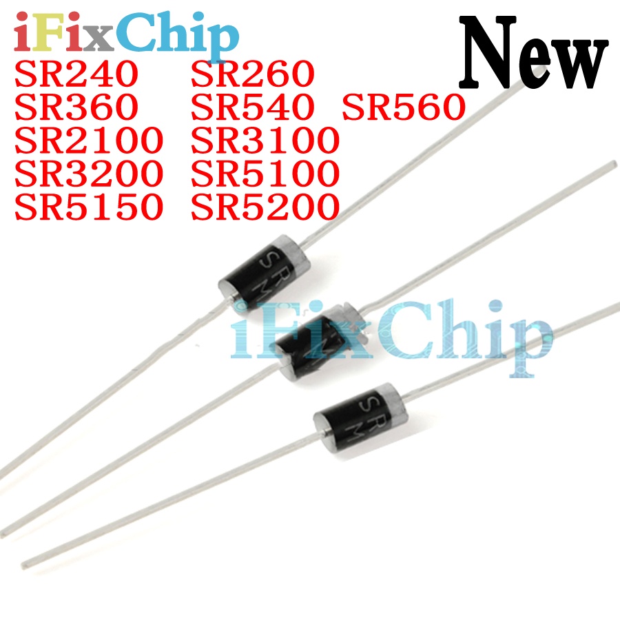 Set 20 Điốt Chỉnh Lưu SR240 SR260 SR360 SR540 SR560 SR2100 SR3100 SR3200 SR5100 SR5150 SR5200 DO-41 DO-27